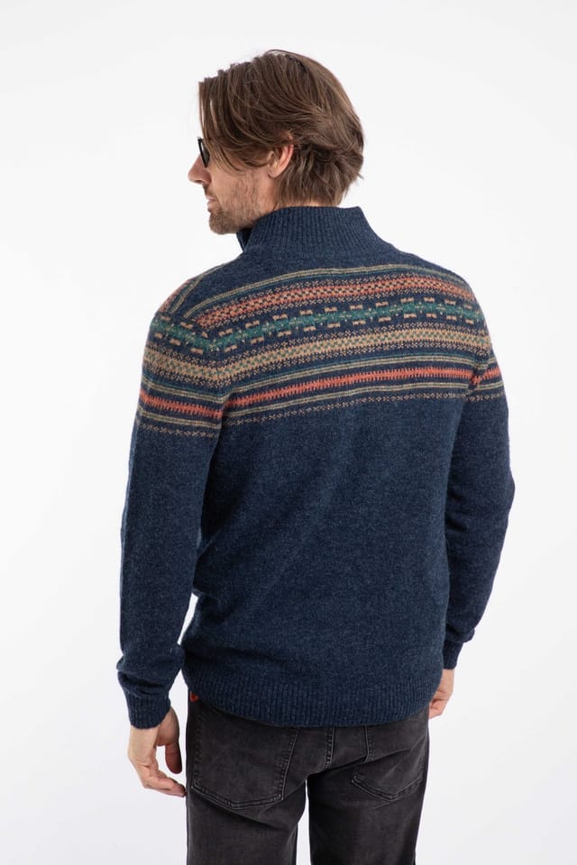Weird Fish Weird Fish Men's Larner 1/4 Zip Fair Isle Jumper in Midnight - 3