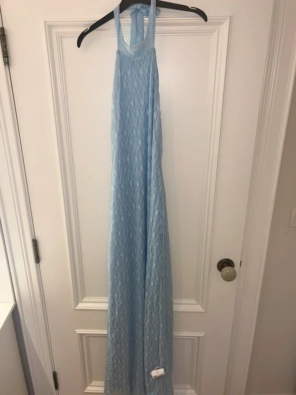 ASOS ASOS textured lace halter neck maxi dress in baby blue