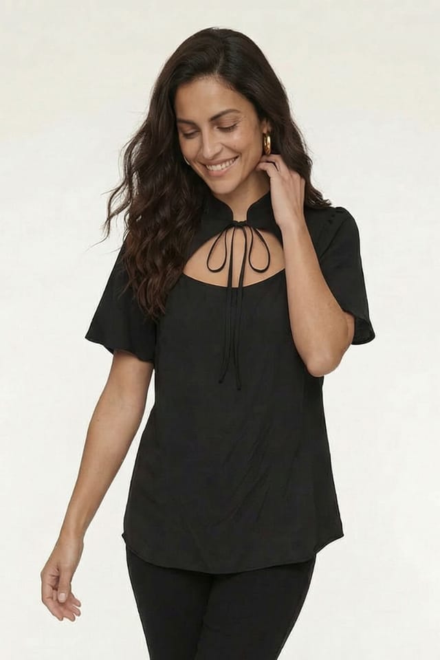 Lily and Lionel Lily and Lionel Women's Camille Flutter Sleeve Top in Black - 2