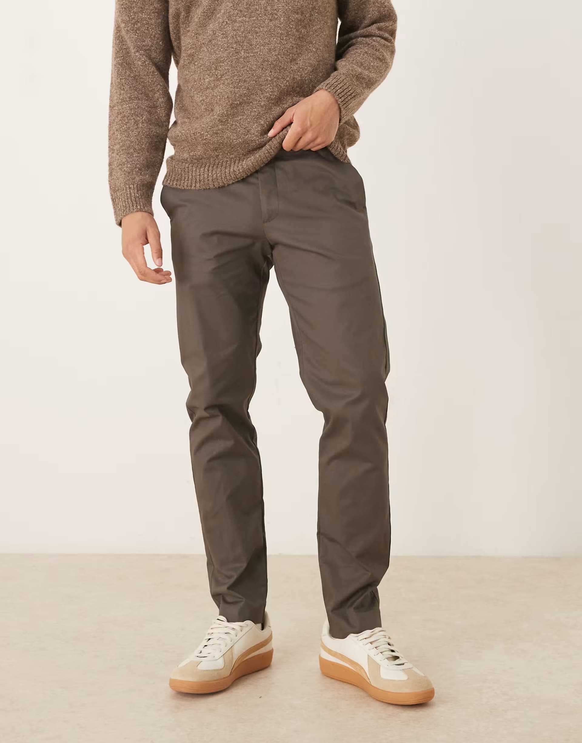 ASOS Mango 100% cotton tailored trouser in dark brown