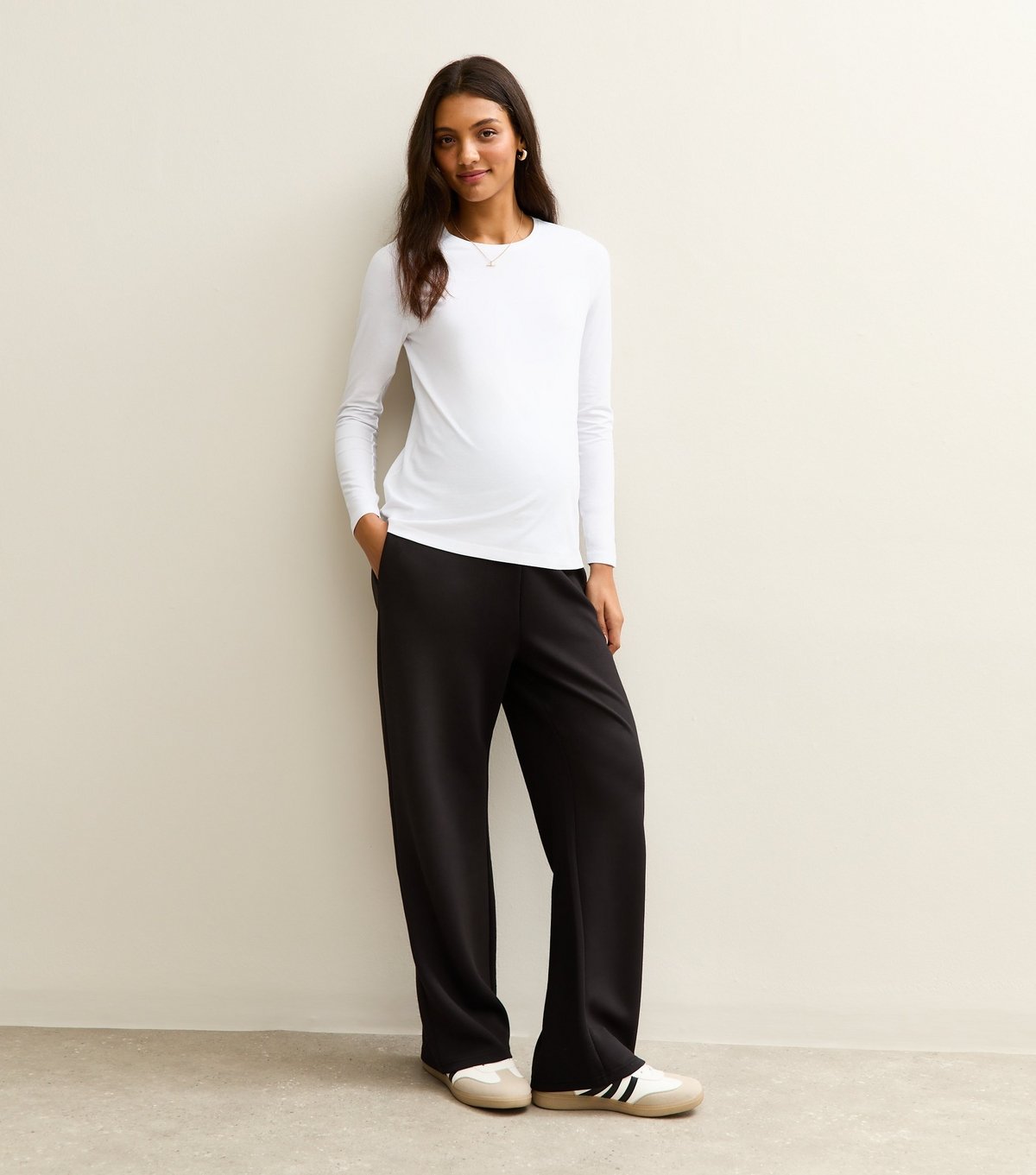 New Look Women's Maternity Premium Black Jersey Wide Leg Joggers New Look - 3