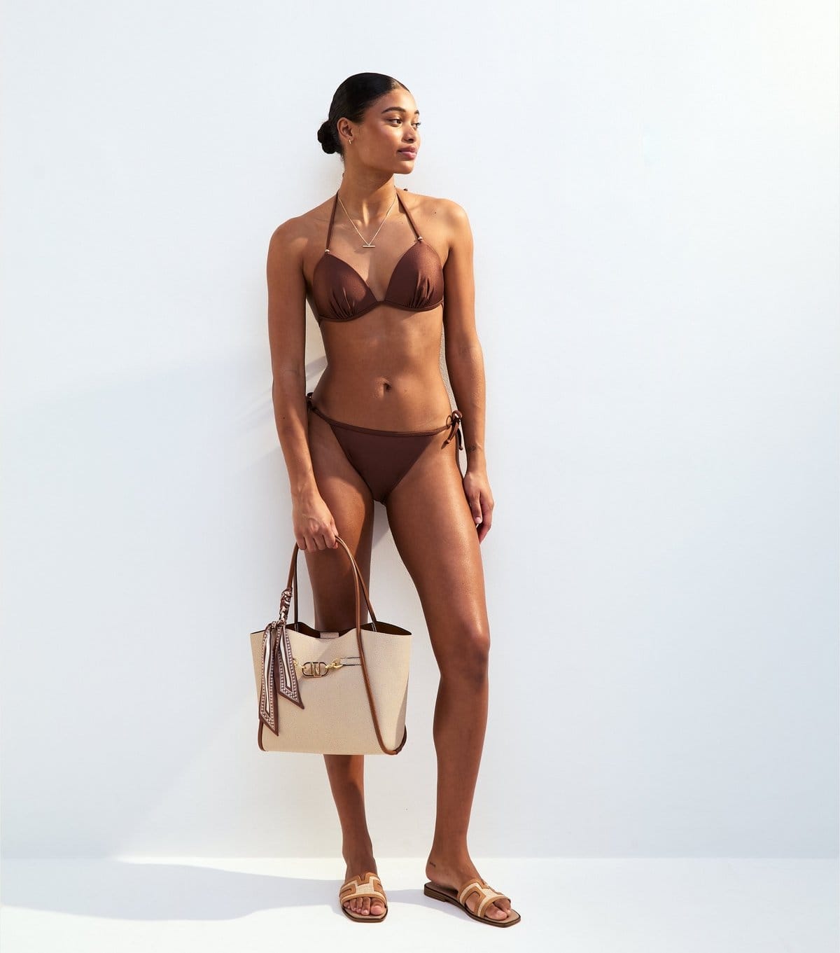 New Look Dark Brown Side Tie Bikini Bottoms