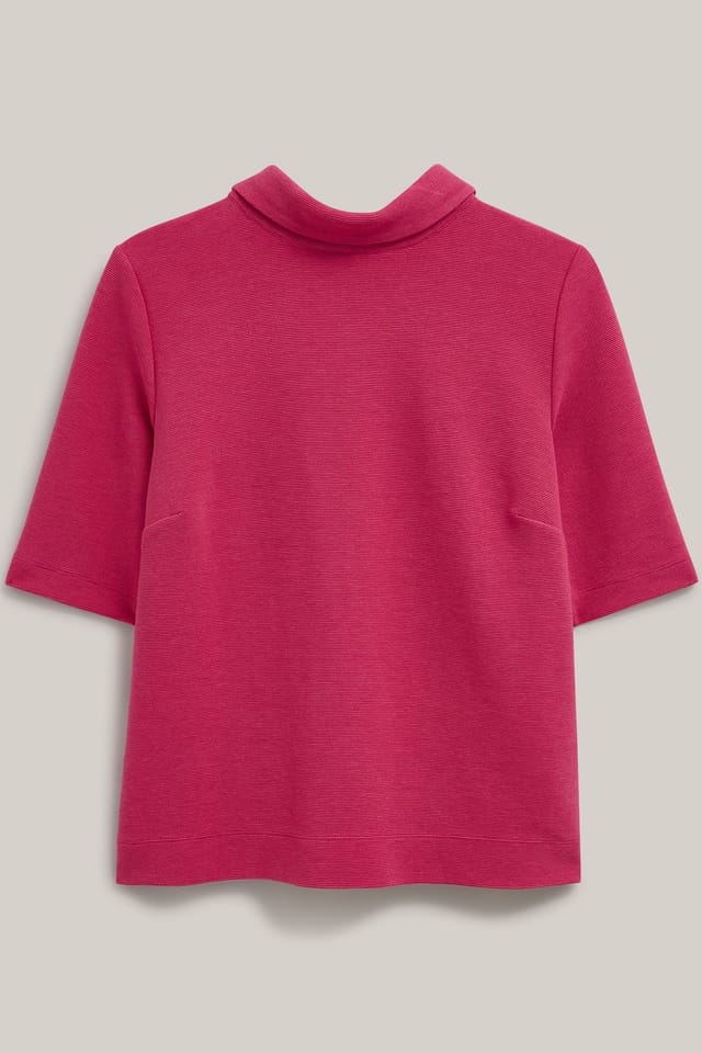 Hobbs London Hobbs London Women's Tali High Neck Textured Top in Fuchsia - 2