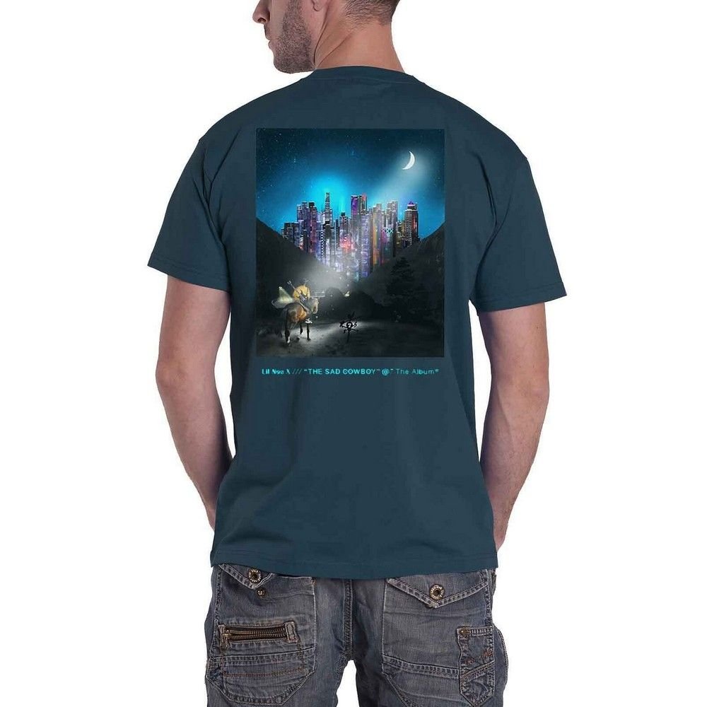 X Lil Nas X Lil Nas Men's Album Cotton T-Shirt in Turquoise - 2