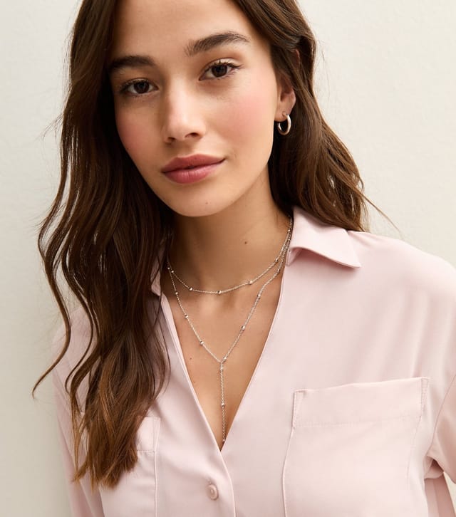 New Look Silver Tone Layered Ball Chain Necklace New Look - 2