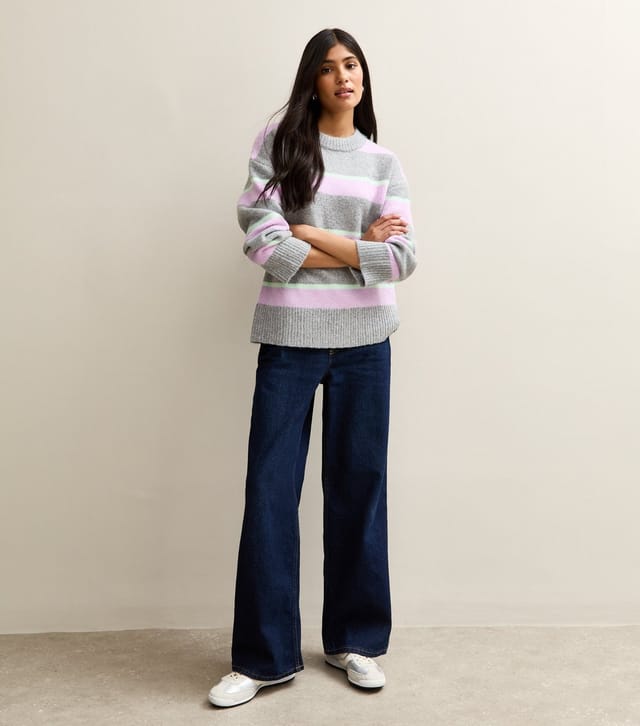 New Look Women's Grey Striped Crew Neck Jumper New Look - 3