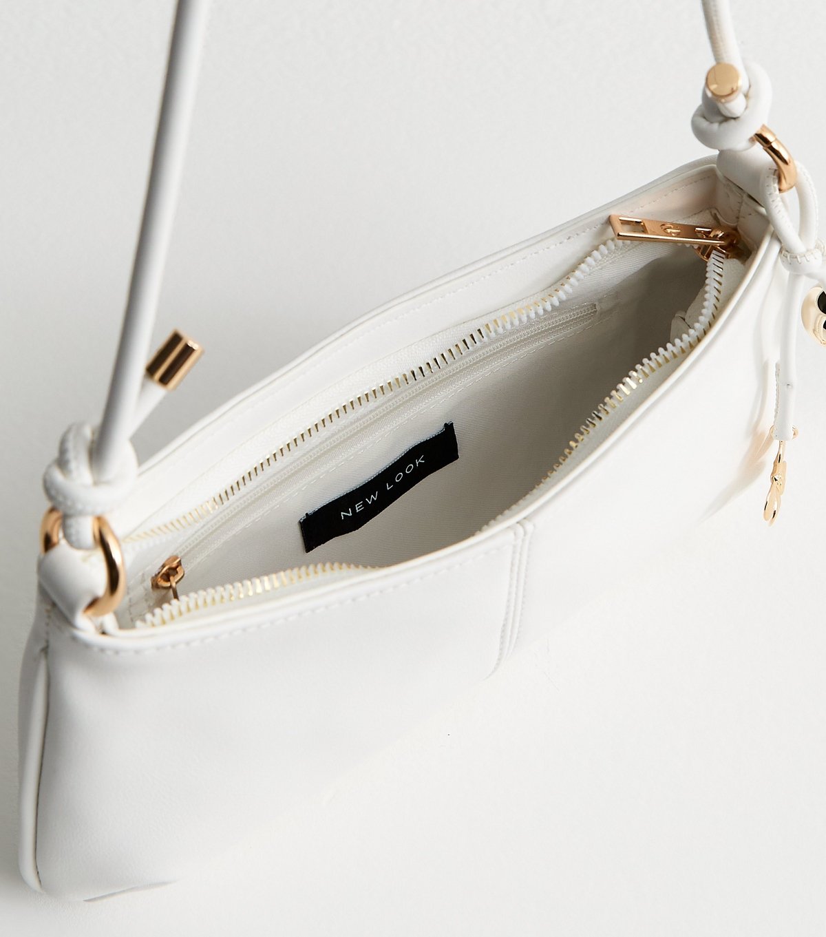 New Look White Faux Leather Flower Charm Shoulder Bag New Look - 4