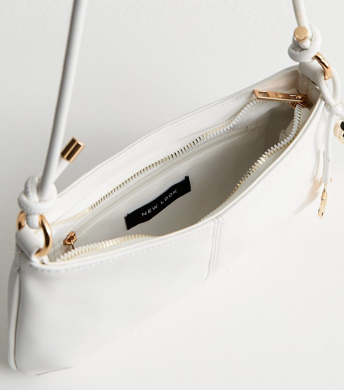 New Look White Faux Leather Flower Charm Shoulder Bag New Look - 4