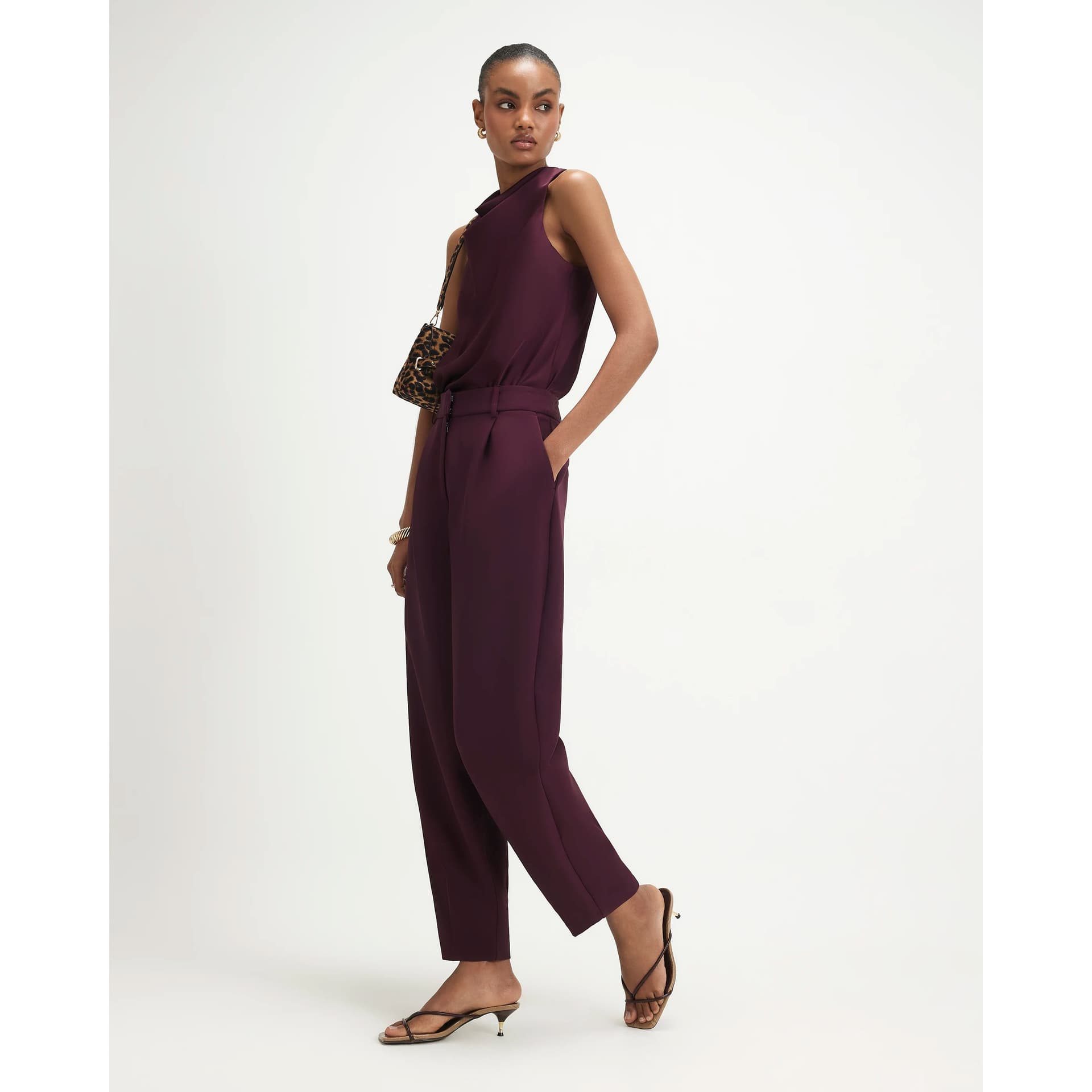 River Island River Island Womens Red Pleat Detail Barrel Leg Trousers