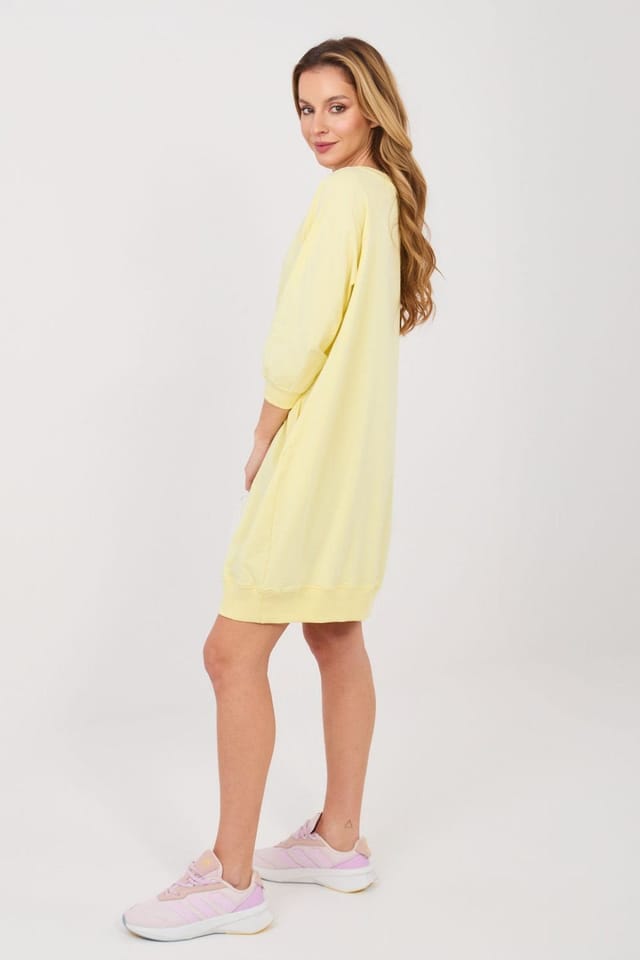 Love Lace Love Lace Women's Cotton Elastane Sweatshirt Dress with Pockets Style 224940 in Yellow - 2