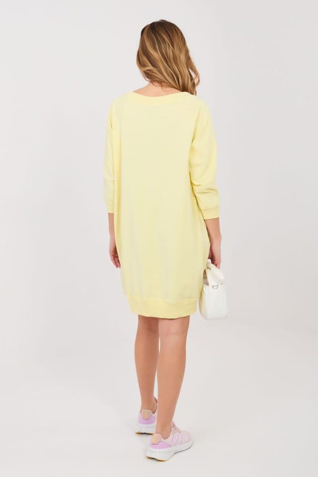 Love Lace Love Lace Women's Cotton Elastane Sweatshirt Dress with Pockets Style 224940 in Yellow - 3