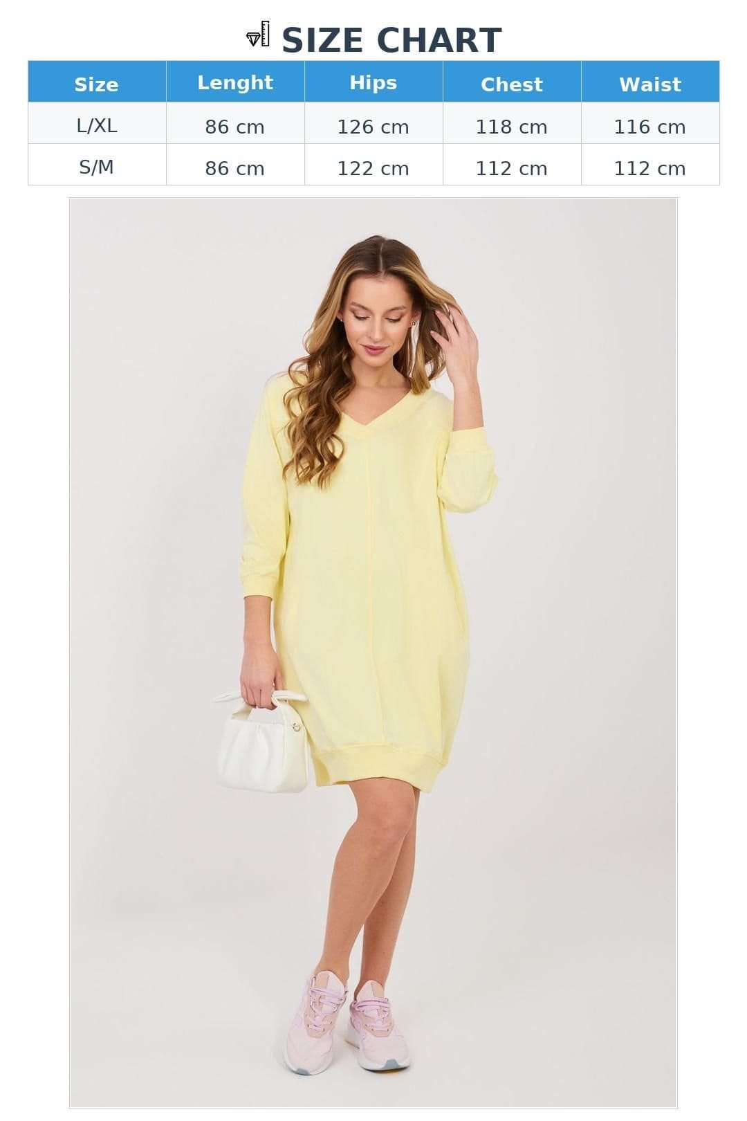 Love Lace Love Lace Women's Cotton Elastane Sweatshirt Dress with Pockets Style 224940 in Yellow - 4