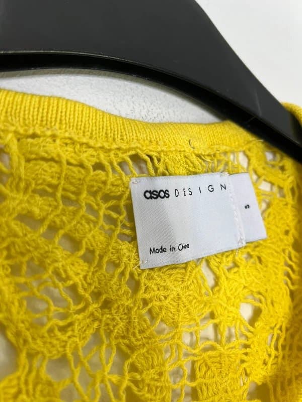 ASOS ASOS Yellow Crochet Maxi Dress with open back  Size S
