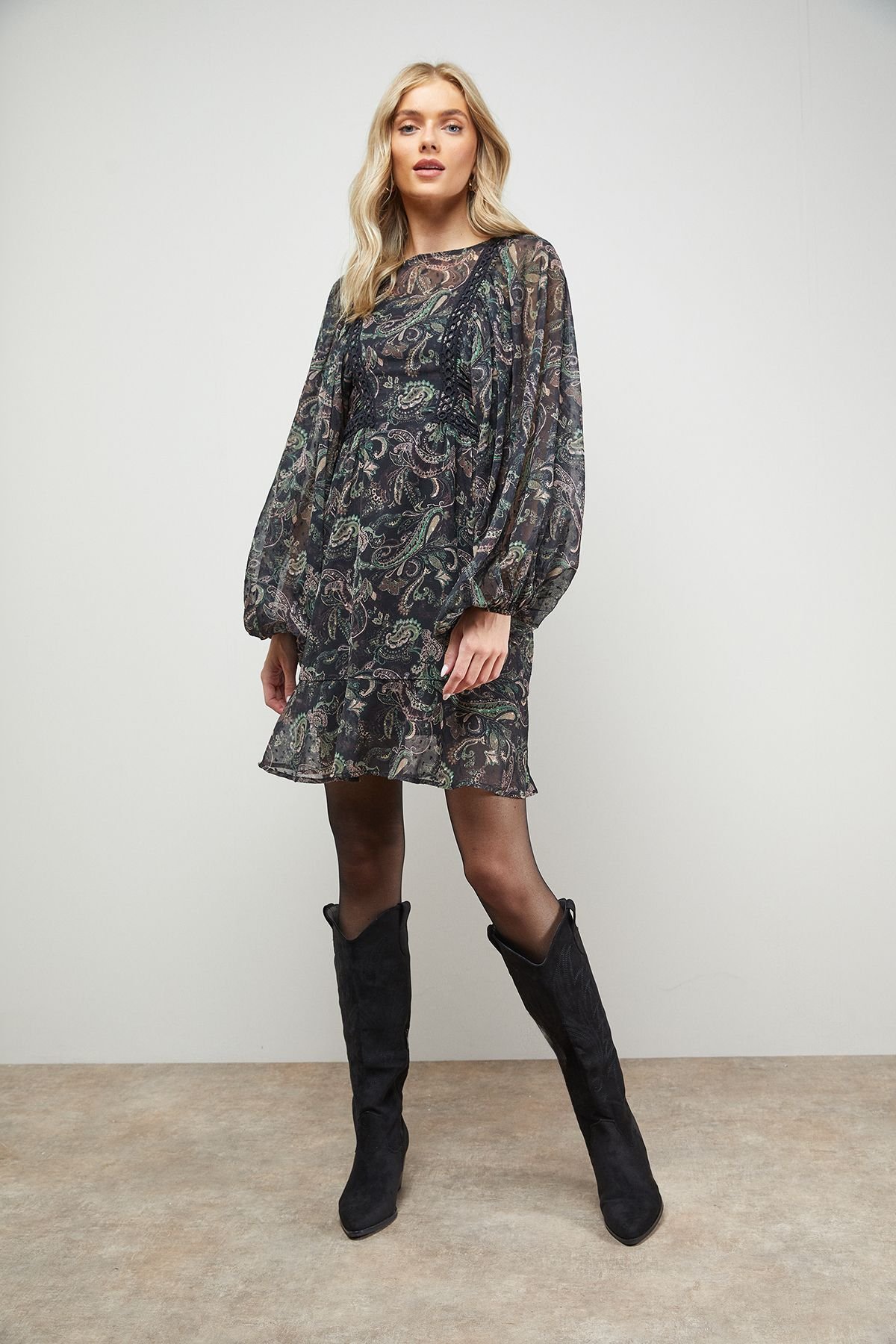 Oasis Oasis Women's Printed Trim Detail Batwing Mini Dress - 2