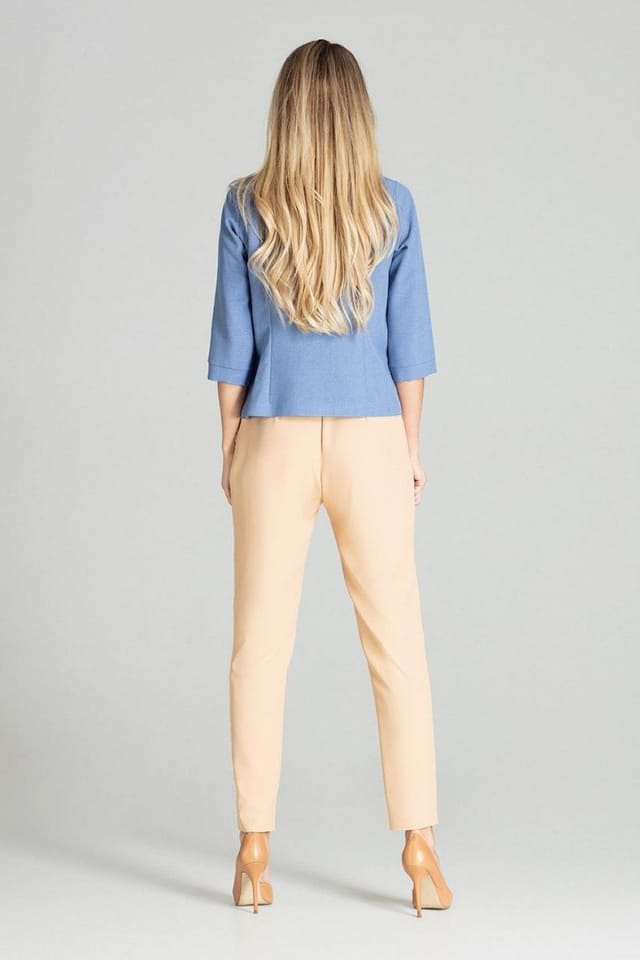Love Lace Love Lace Women's 3/4 Sleeve Blouse with Cuff Button Front in Blue - 3