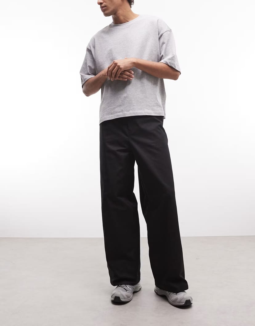 ASOS Weekday loose fit chino trousers in black - 1