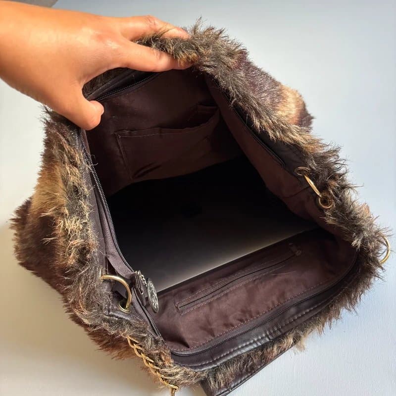 New Look Vintage New Look faux fur shoulder bag