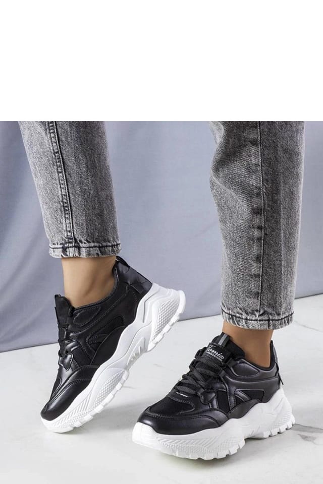 Love Lace Love Lace Women's Sport Sneakers Massive Sole White Rubber Sole for Summer in Black - 2