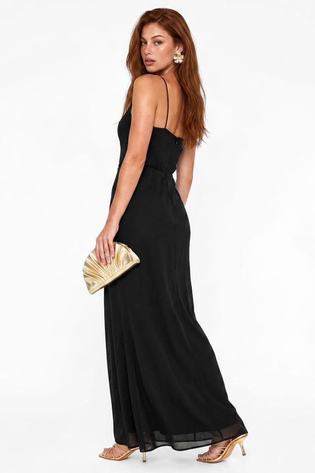 Maya Deluxe Maya Deluxe Women's Embellished Strappy One Shoulder Maxi Dress in Black - 2