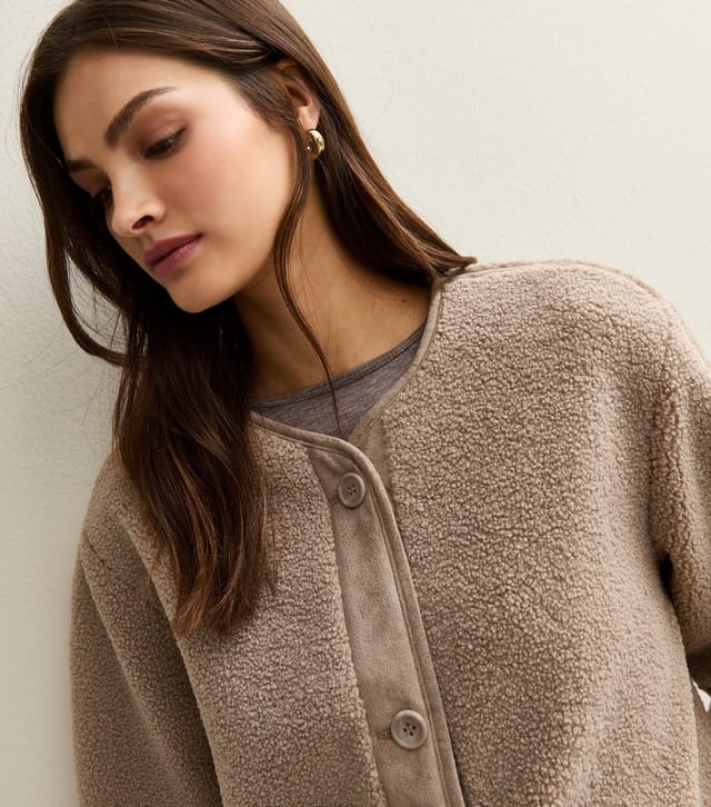 New Look Women's Tall Mink Short Teddy Collarless Jacket New Look - 2