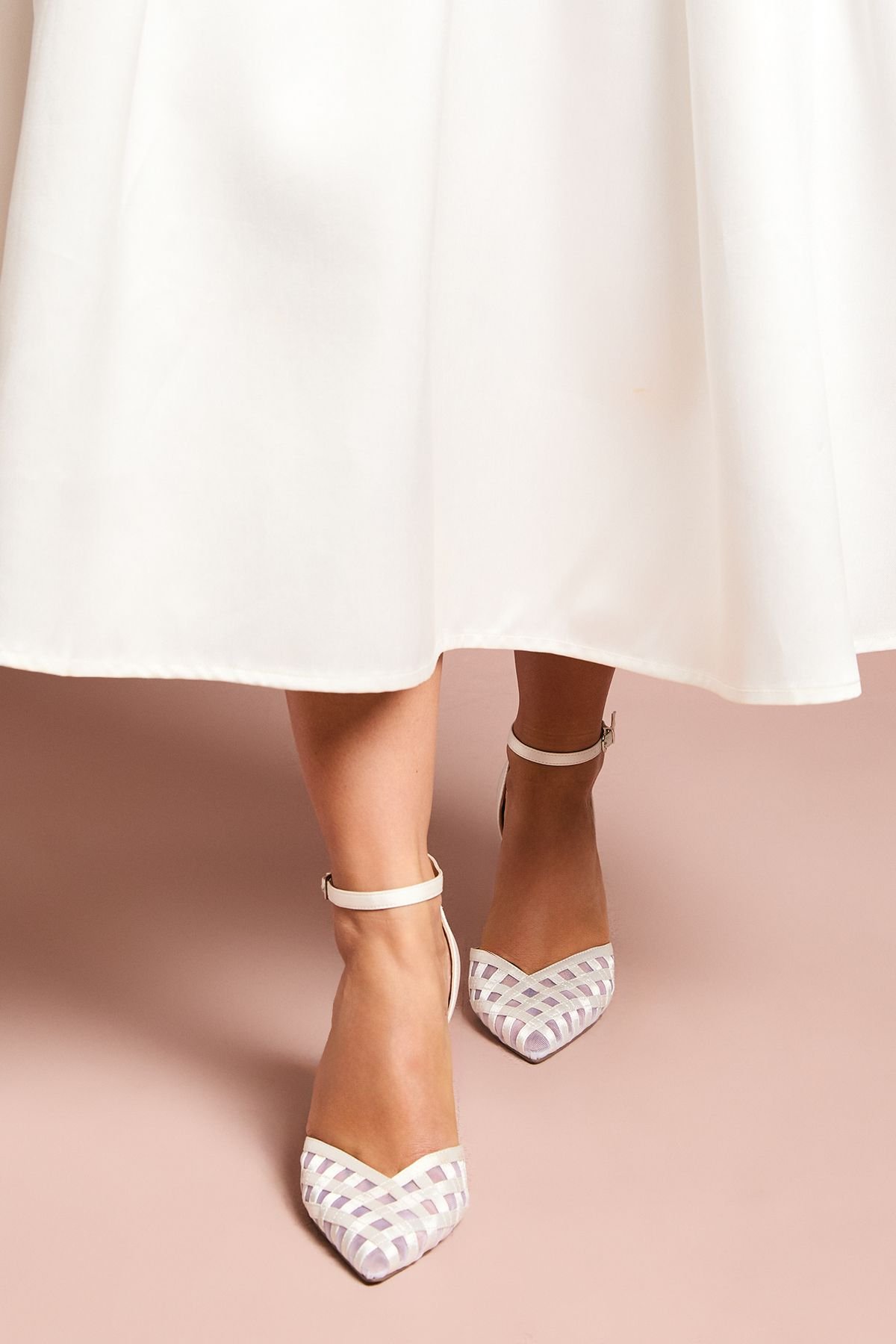 Coast Coast Women's Bridal Sophia Satin & Mesh Detail high Stiletto Heel Court Shoes in Ivory - 3