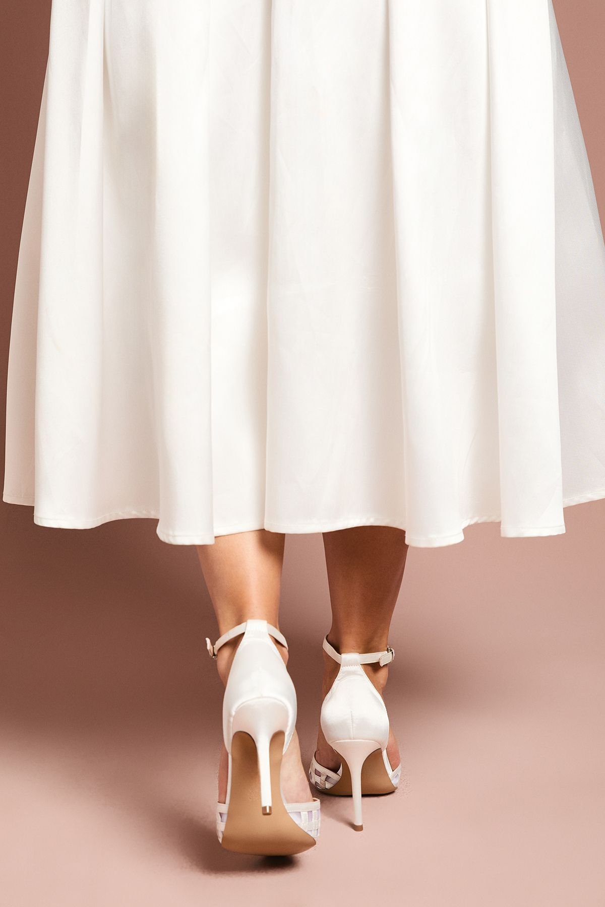 Coast Coast Women's Bridal Sophia Satin & Mesh Detail high Stiletto Heel Court Shoes in Ivory - 4