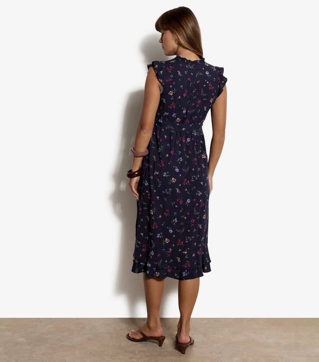 Apricot Women's Navy Ditsy Print Ruffle Midi Dress Apricot New Look - 2