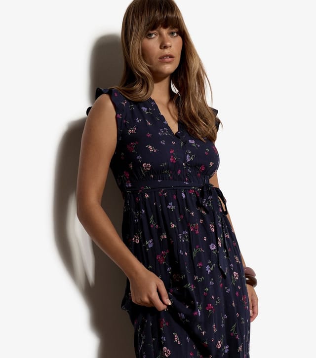 Apricot Women's Navy Ditsy Print Ruffle Midi Dress Apricot New Look - 3
