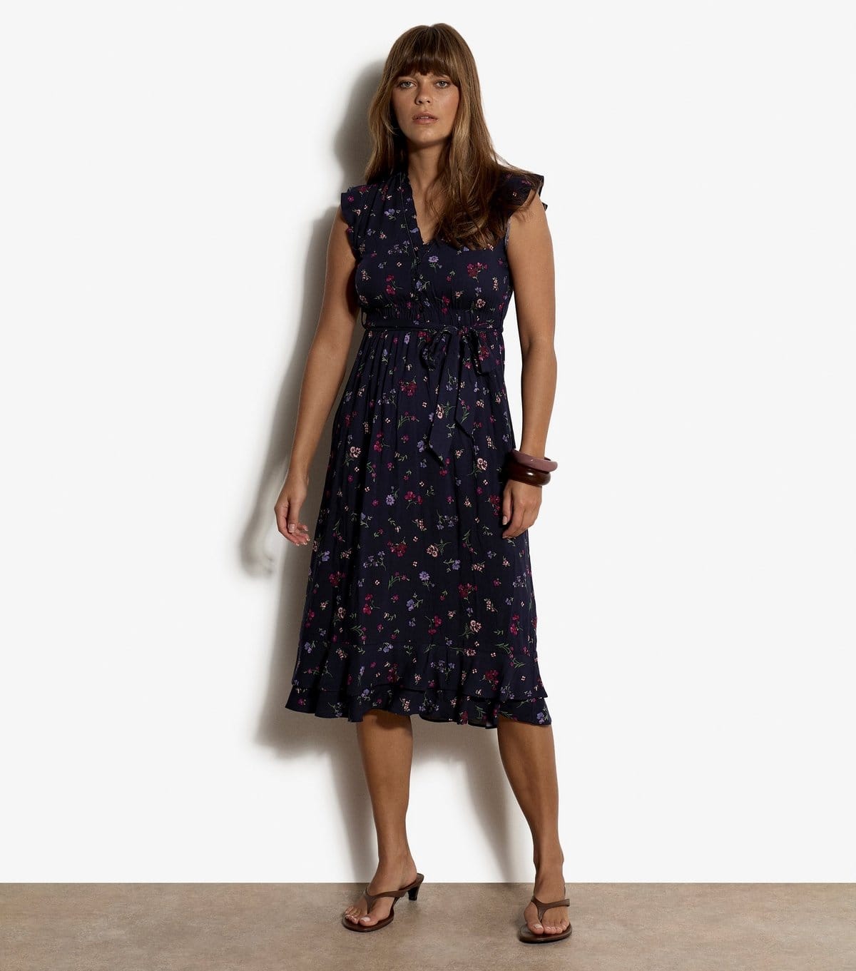Apricot Women's Navy Ditsy Print Ruffle Midi Dress Apricot New Look - 4