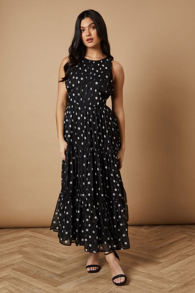 Oasis Oasis Women's Mono Spot Contrast Piping Midi Dress - 2