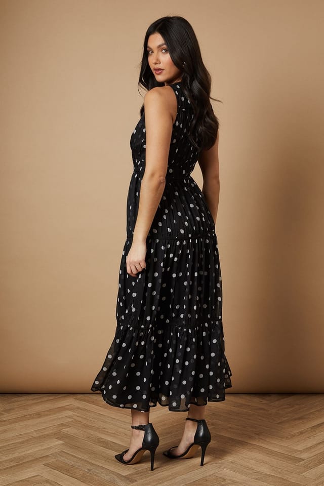 Oasis Oasis Women's Mono Spot Contrast Piping Midi Dress - 3