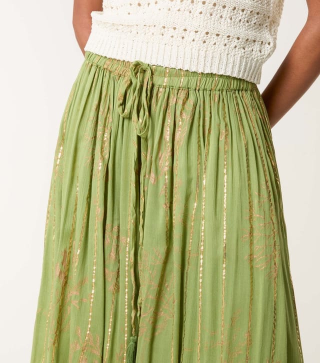 Blue Vanilla Women's Bright Green Foil Print Peplum Hem Skirt Blue Vanilla New Look - 3