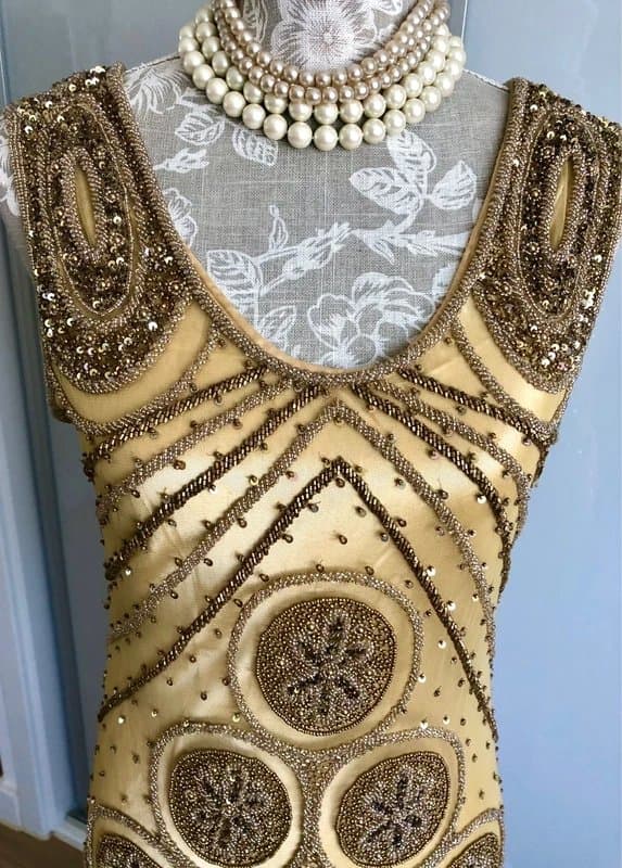 Vintage Dressing Stunning Vintage Flapper Gatsby Style Gold Dress