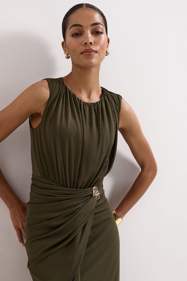 Phase Eight Phase Eight Women's Petite Cassidy Midi Dress in Dark Olive - 3