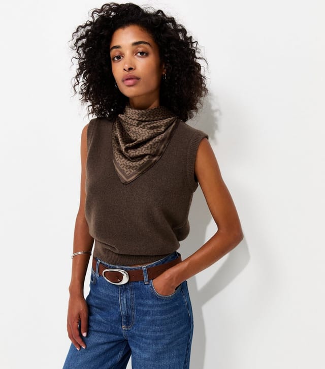 New Look Brown Geometric Print Satin Bandana Scarf New Look - 2