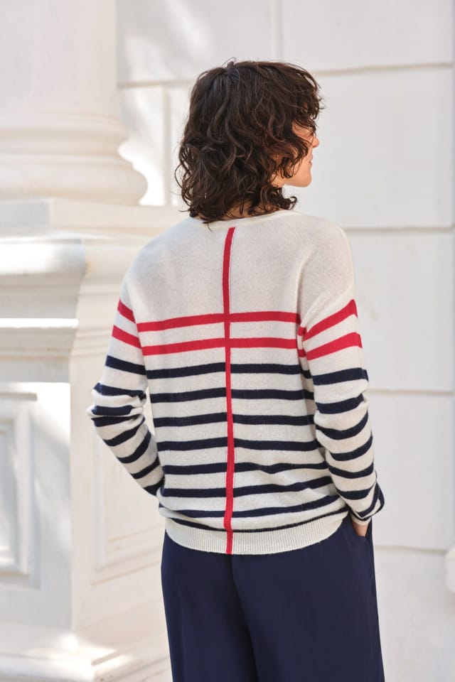 Pure Collection Pure Collection Women's Cashmere Gassato Breton Stripe Sweater - 2