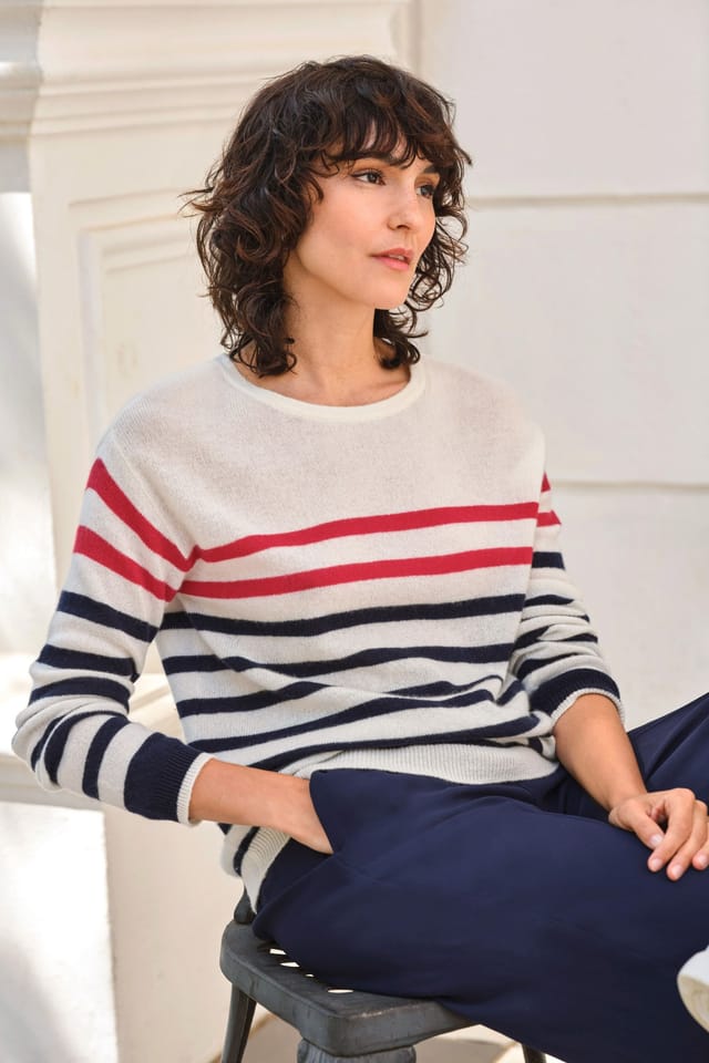 Pure Collection Pure Collection Women's Cashmere Gassato Breton Stripe Sweater - 3