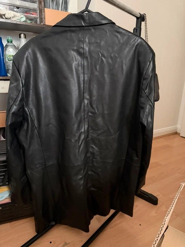 Bershka Black Leather Oversized Jacket