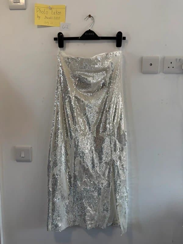 River Island River island sequin dress size 16 strapless Ibiza festival wedding summer party outfit diamond plus