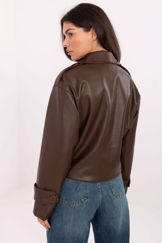 Love Lace Love Lace Women's Short Double Breasted Trench Coat in Brown - 3