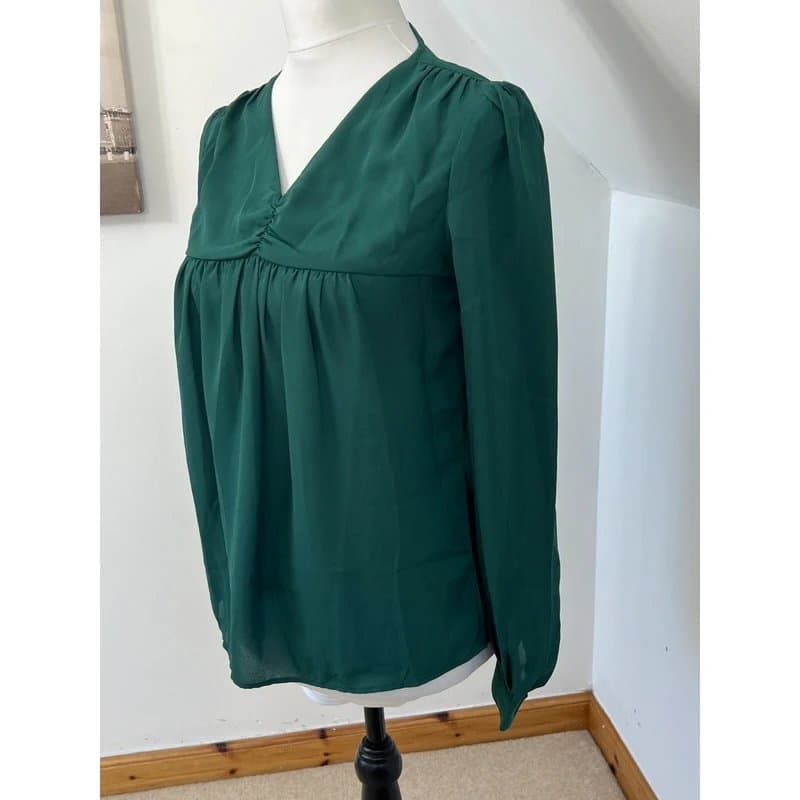 Walter Baker Walter Baker Blouse Tamela Top Forest Green Chiffon XS Office Siren BNWT