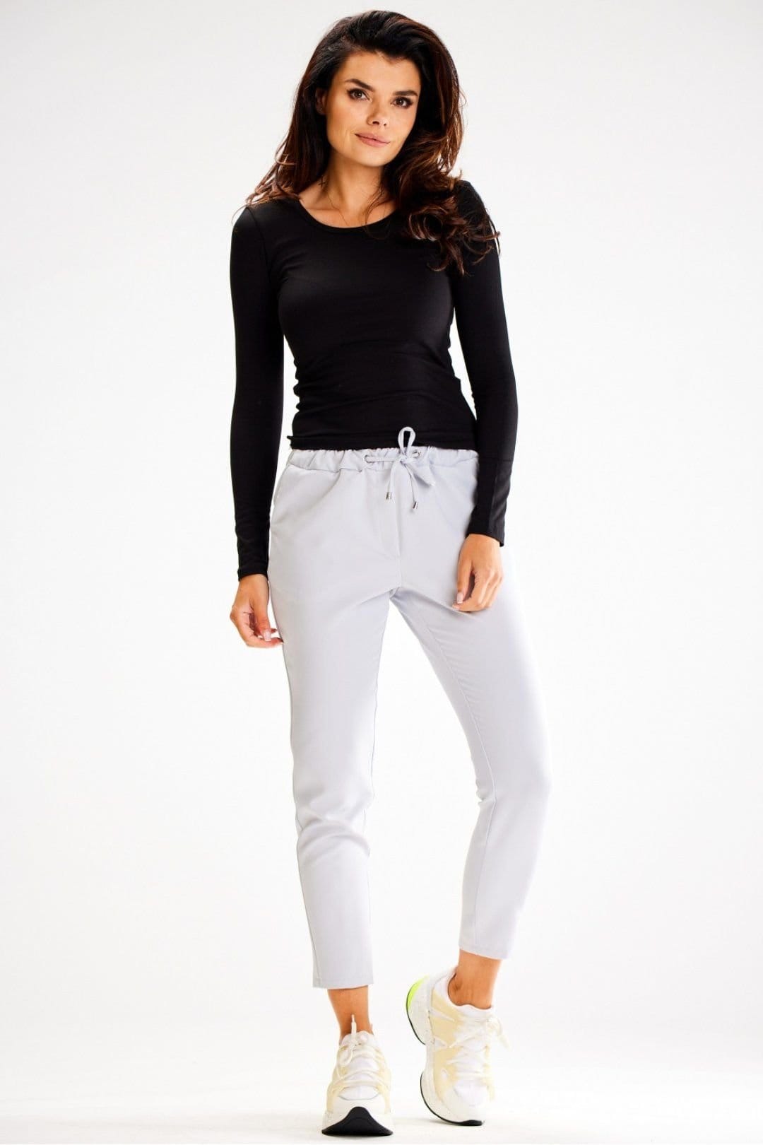 Love Lace Grey Fitted Tracksuit Trousers with Elastic Waist