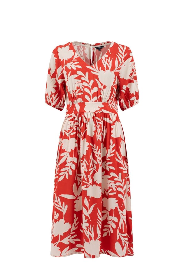 Weird Fish Weird Fish Women's Dilsha Printed Midi Dress in Light Red - 2