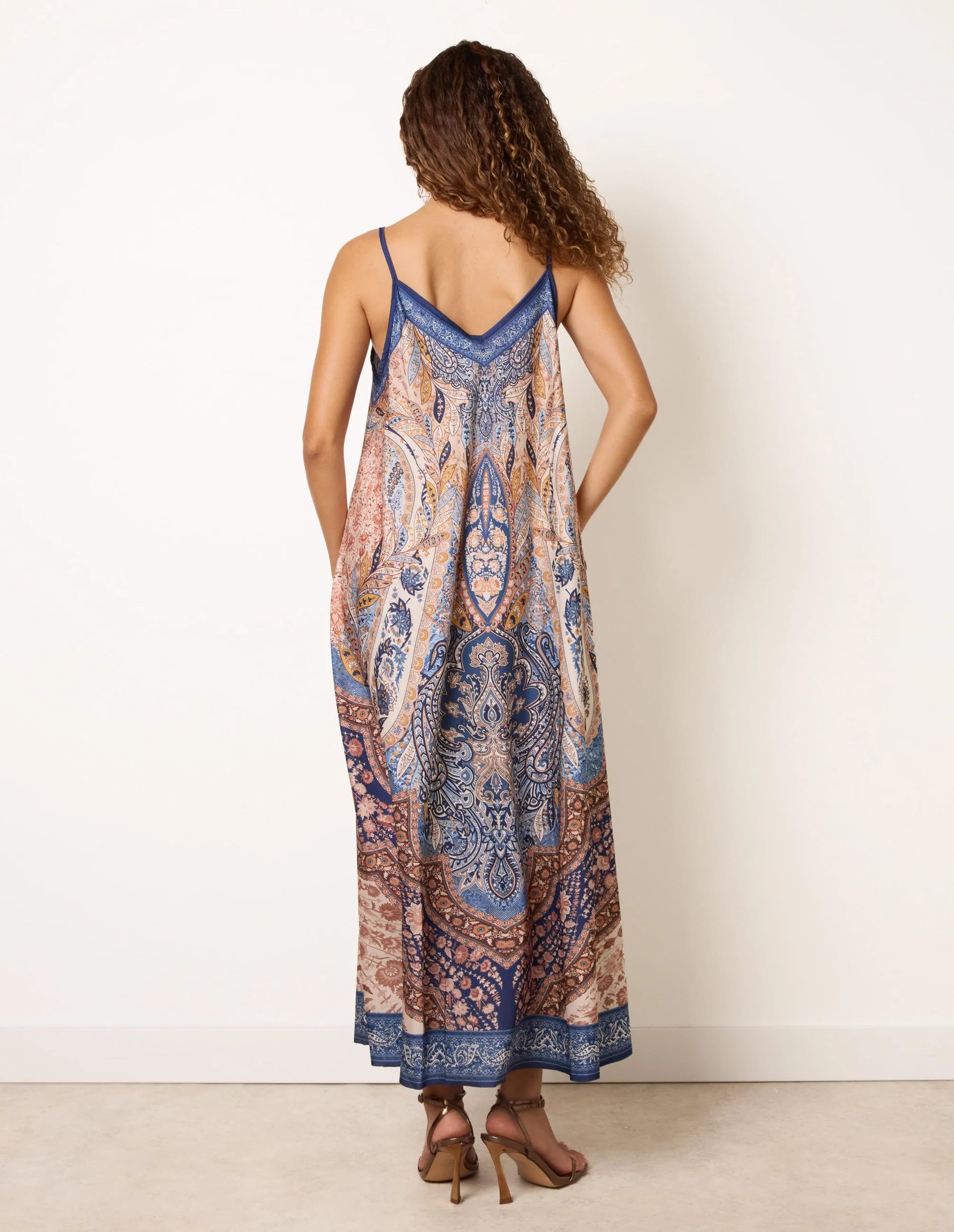 Blue Vanilla Midi Length Dress in Paisley Print - 4