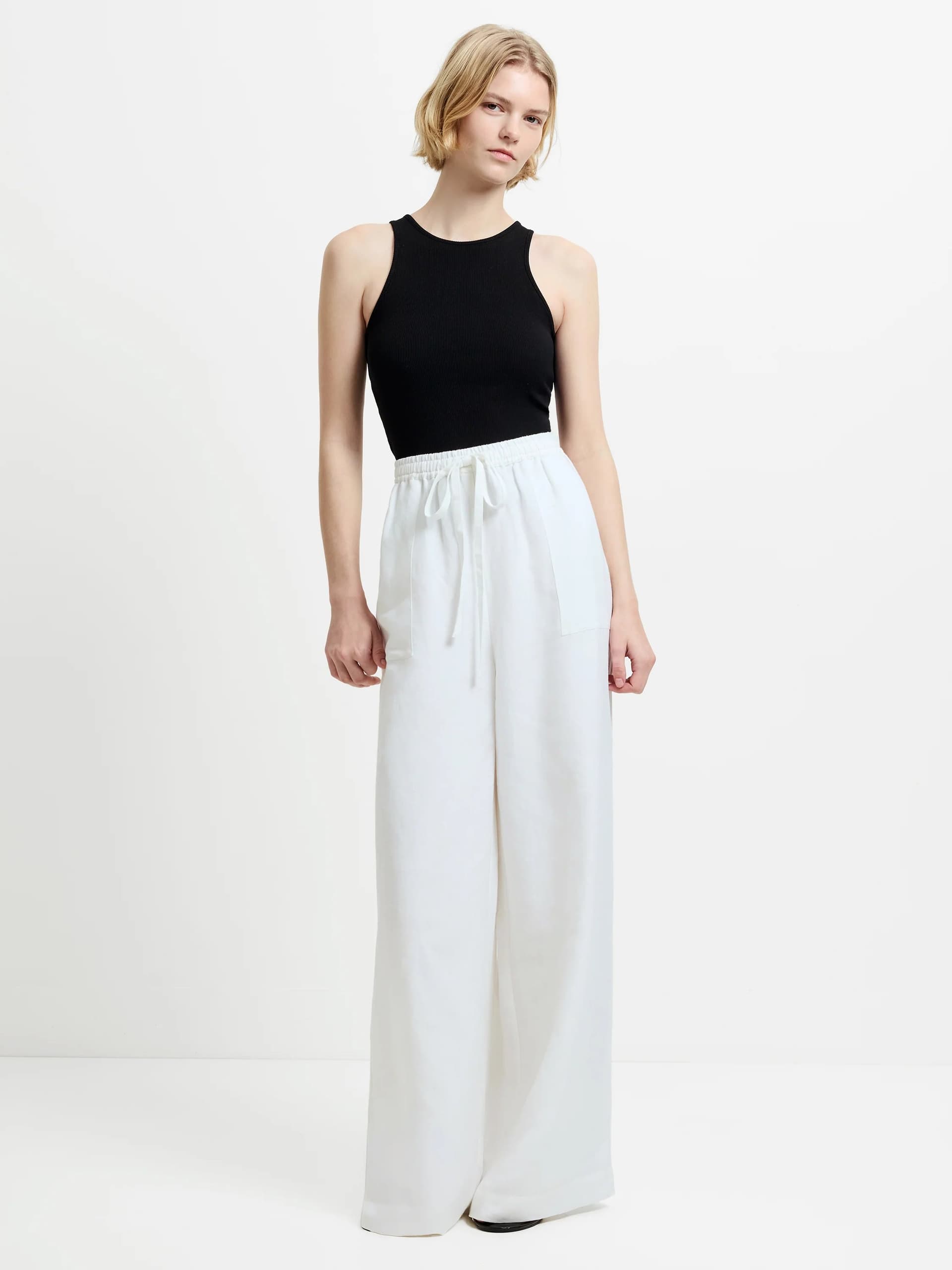 French Connection French Connection White Linen Wide Leg Trousers