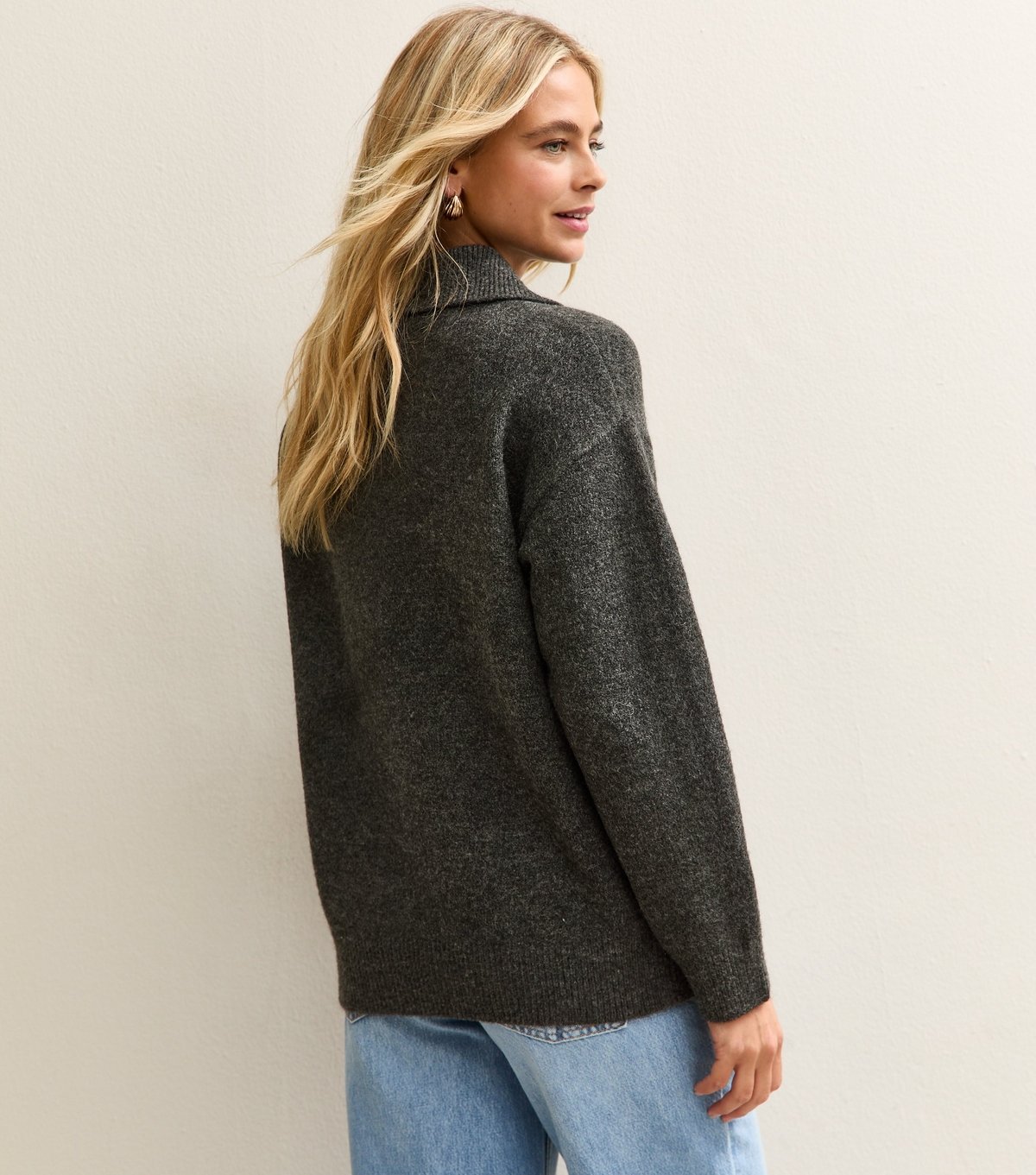 New Look Women's Maternity Dark Grey Midweight Knit Longline Polo Jumper New Look - 3