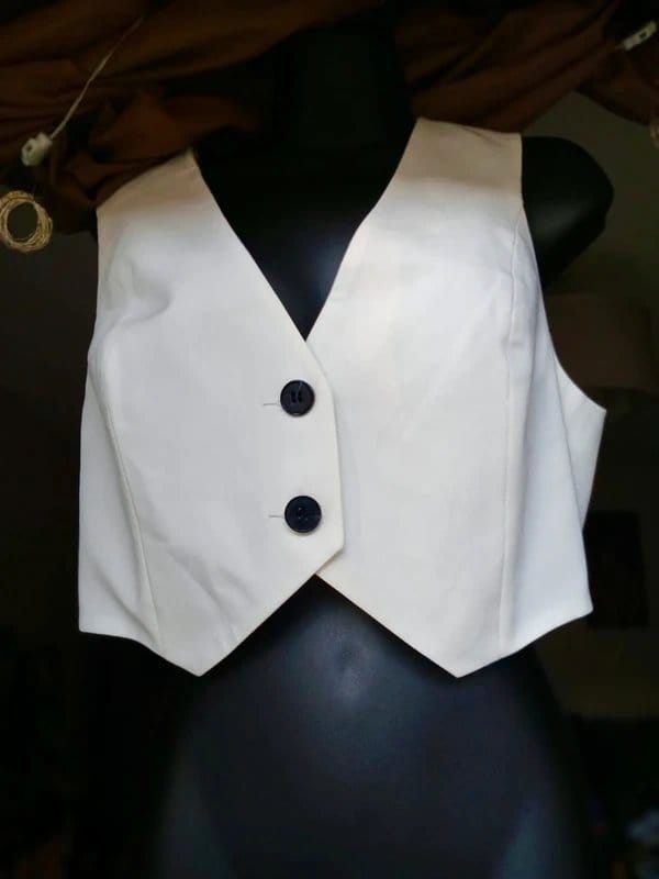ASOS White Cropped Waistcoat Size 12