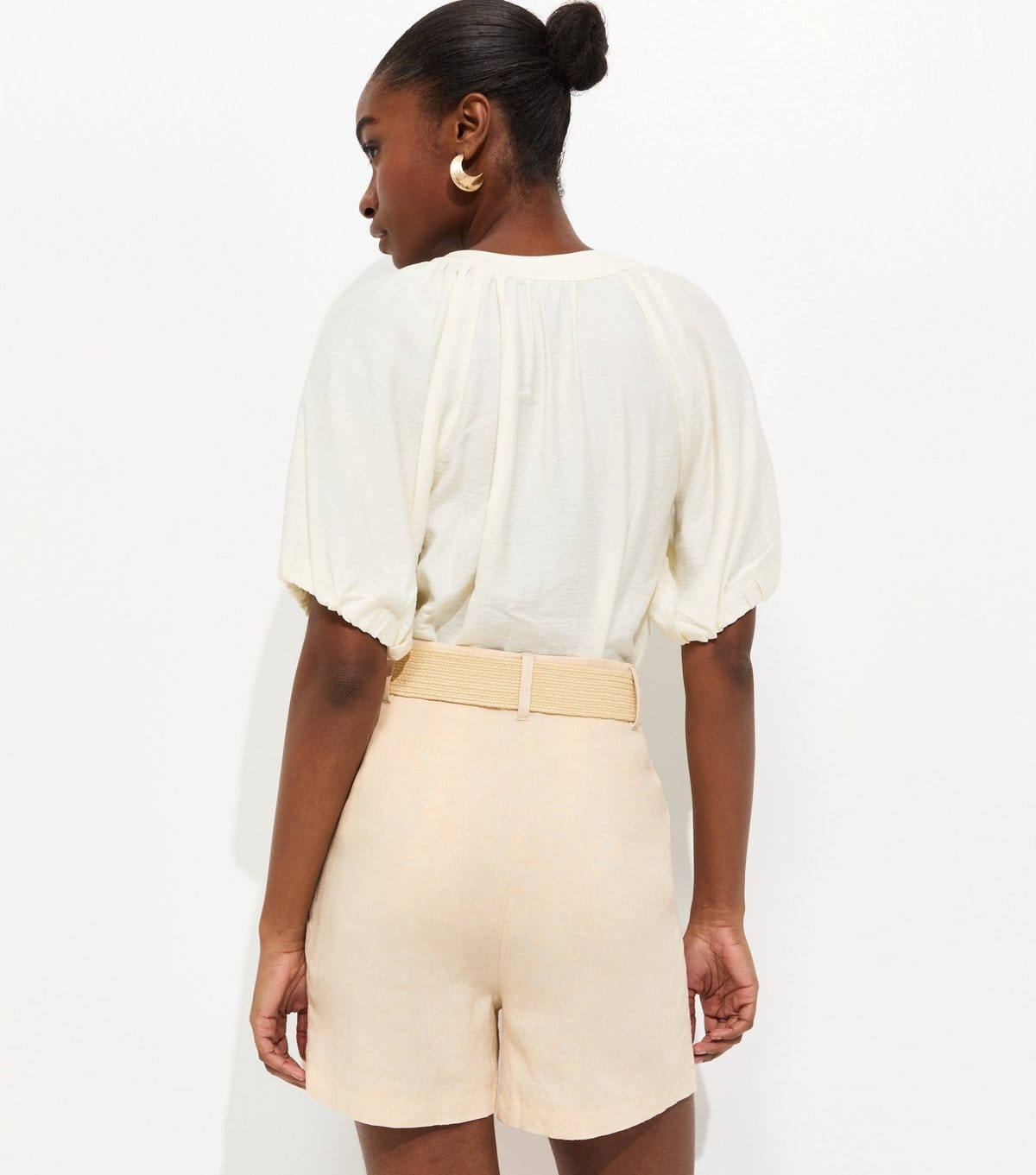 New Look Women's Stone Linen Blend Belted Shorts New Look - 4