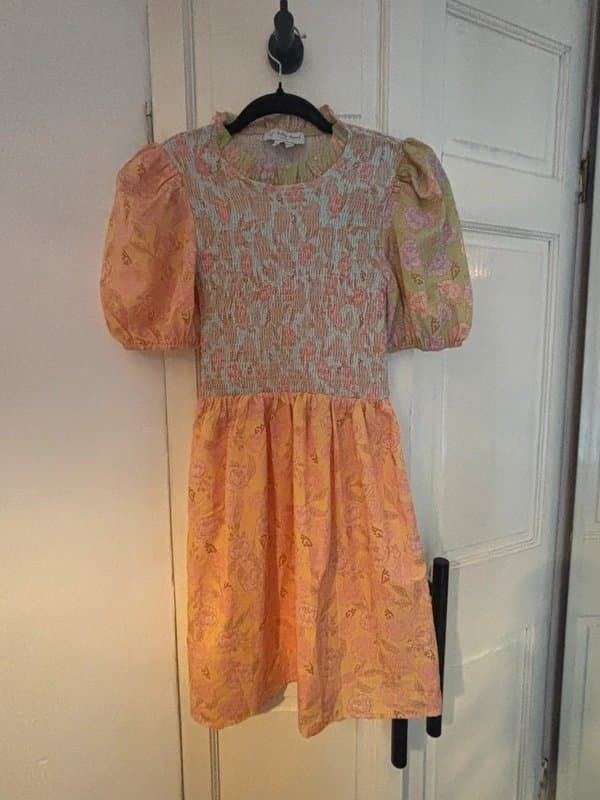 Never Fully Dressed Never Fully Dressed Pastel Puff Sleeve Multi Colour Dress - UK 6 / XS