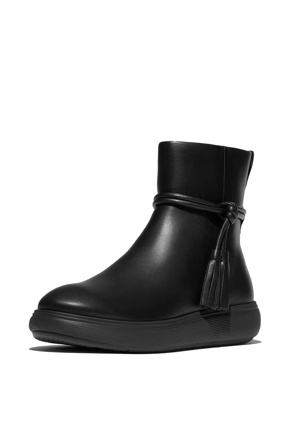 FitFlop FitFlop Women's Iq-Comff Tassel Leather Short Boots All Black - 4